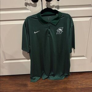 Nike Men’s Green Polo with White Pinstripes - Stetson University